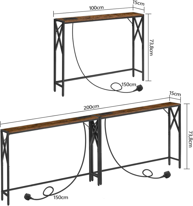Console Table with Charging Station 100CM Narrow (2 Pack)