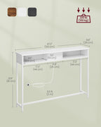 Console Table with Charging Station Slim for Hallway
