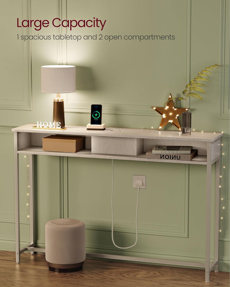 Console Table with Charging Station Slim for Hallway