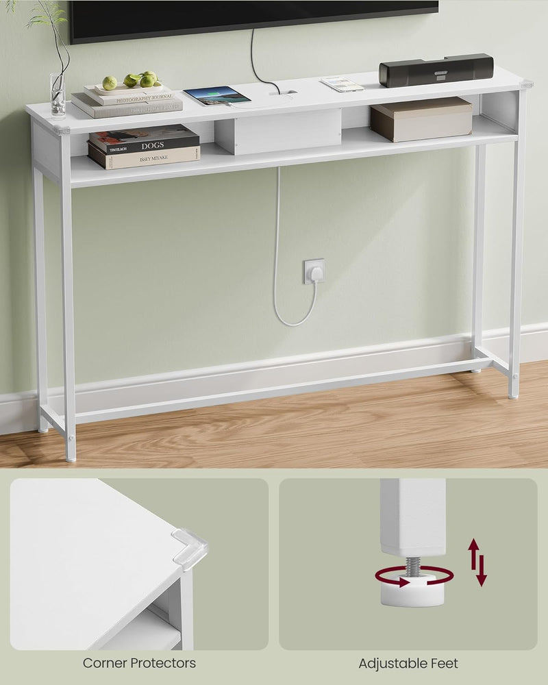 Console Table with Charging Station Slim for Hallway