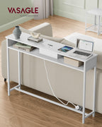 Console Table with Charging Station Slim for Hallway