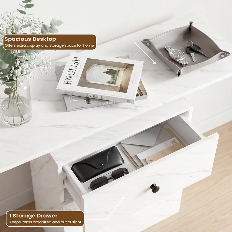LED Drawer Charging Entryway Console Table 80x30x76CM Retro