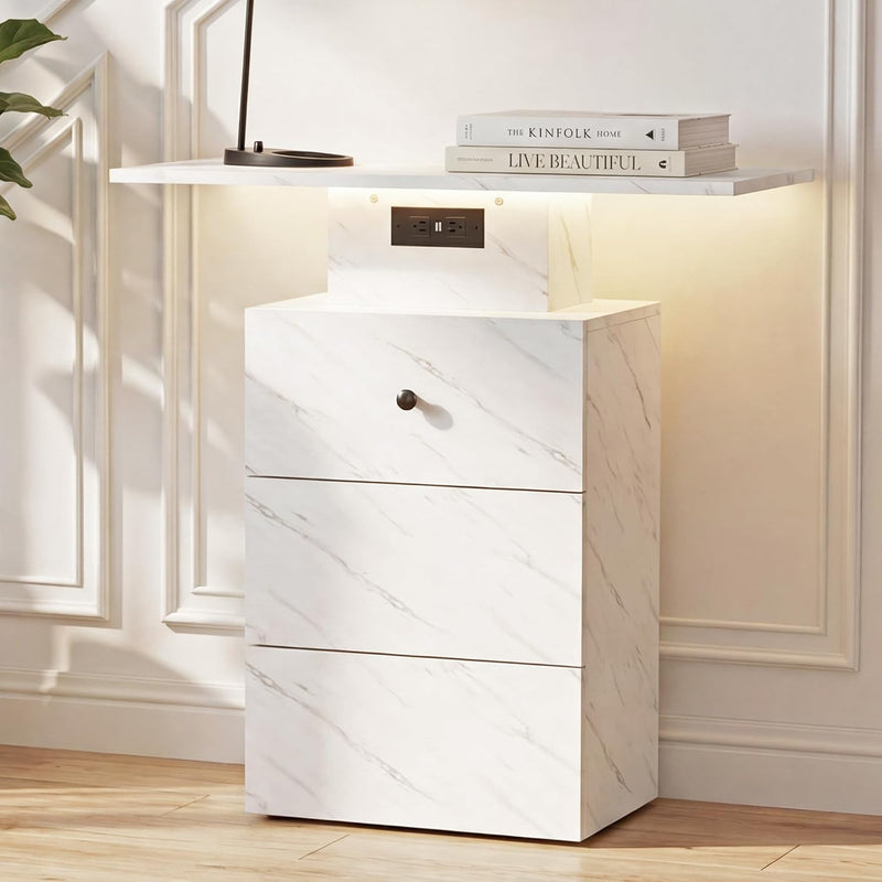 LED Drawer Charging Entryway Console Table 80x30x76CM Retro