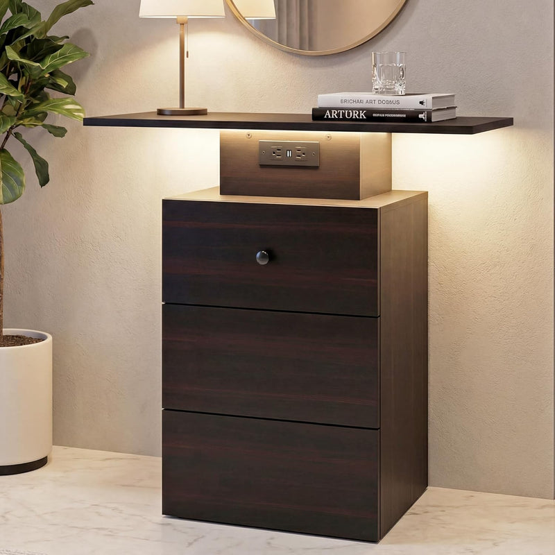 LED Drawer Charging Entryway Console Table 80x30x76CM Retro