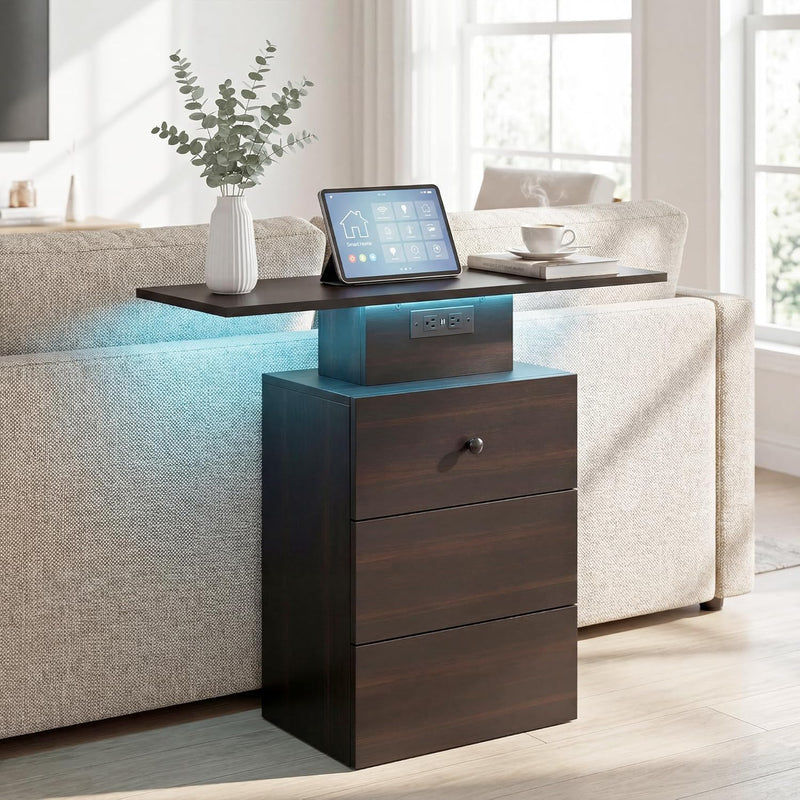 LED Drawer Charging Entryway Console Table 80x30x76CM Retro
