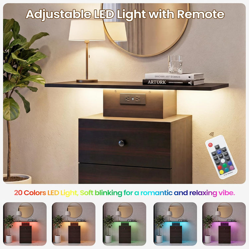 LED Drawer Charging Entryway Console Table 80x30x76CM Retro