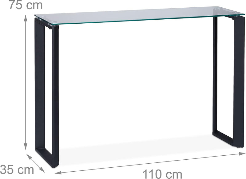 Console Table with Glass Tabletop Hallway Sideboard