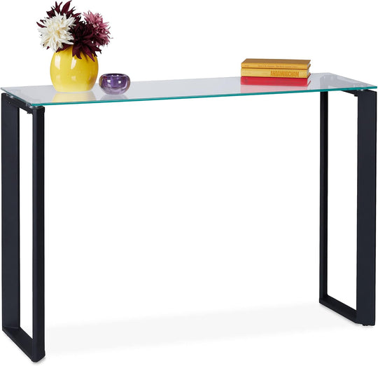 Console Table with Glass Tabletop Hallway Sideboard