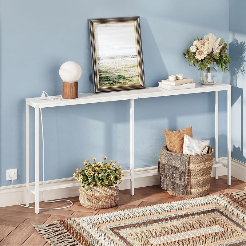Console Table with Power Outlet Narrow