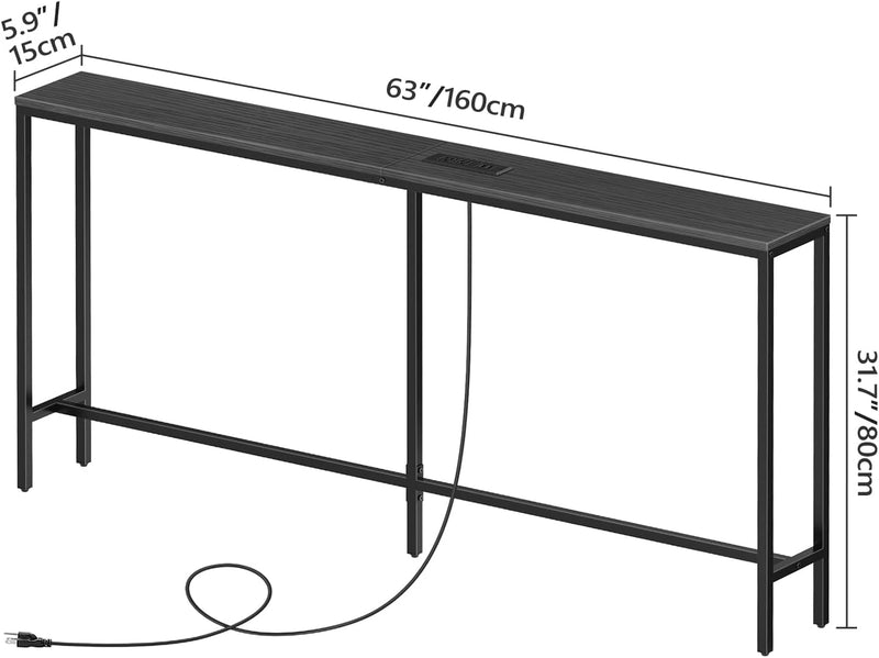Console Table with Power Outlets 160CM Narrow