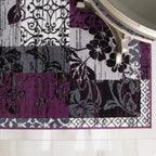 Contemporary Floral Patchwork Living Room Accent Area Rug