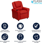 Contemporary Kids Recliner with Cup Holder and Headrest