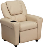 Contemporary Kids Recliner with Cup Holder and Headrest