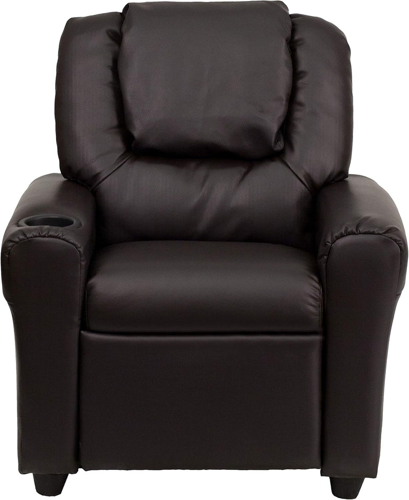Contemporary Kids Recliner with Cup Holder and Headrest