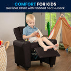 Contemporary Kids Recliner with Cup Holder and Headrest