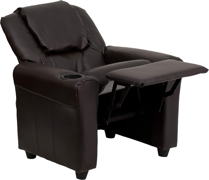 Contemporary Kids Recliner with Cup Holder and Headrest