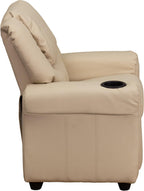 Contemporary Kids Recliner with Cup Holder and Headrest