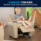 Contemporary Kids Recliner with Cup Holder and Headrest