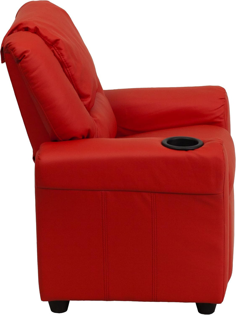 Contemporary Kids Recliner with Cup Holder and Headrest