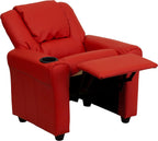Contemporary Kids Recliner with Cup Holder and Headrest