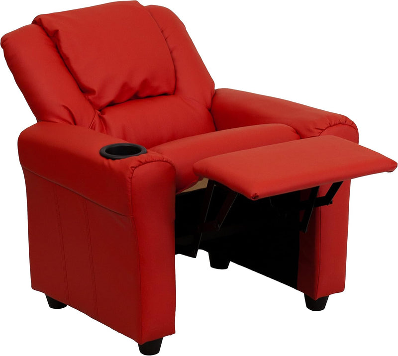 Contemporary Kids Recliner with Cup Holder and Headrest