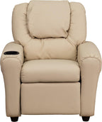 Contemporary Kids Recliner with Cup Holder and Headrest