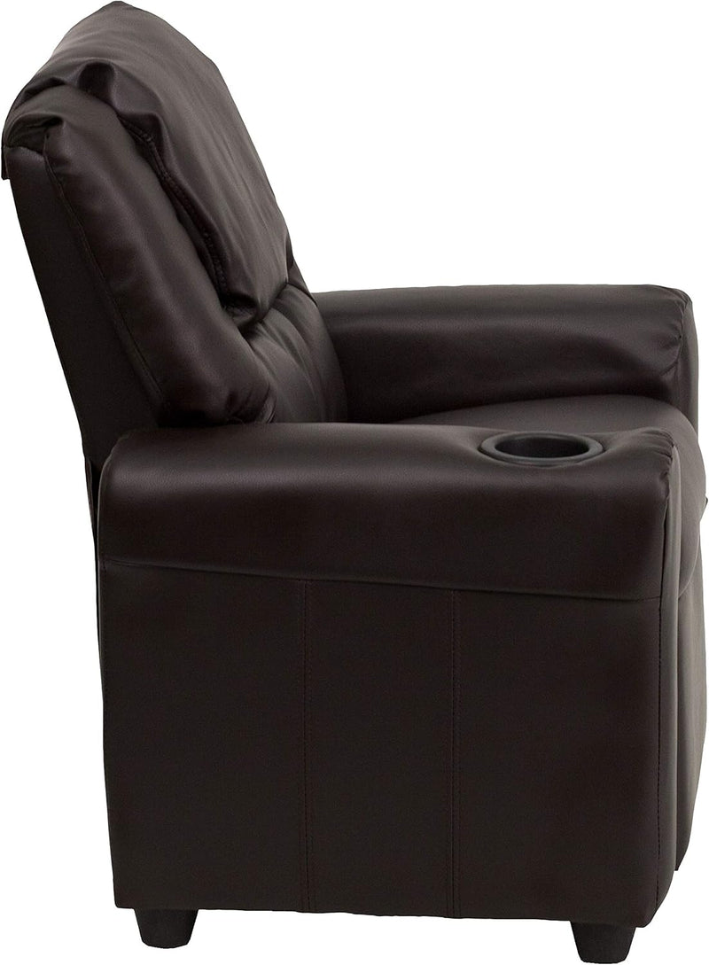 Contemporary Kids Recliner with Cup Holder and Headrest