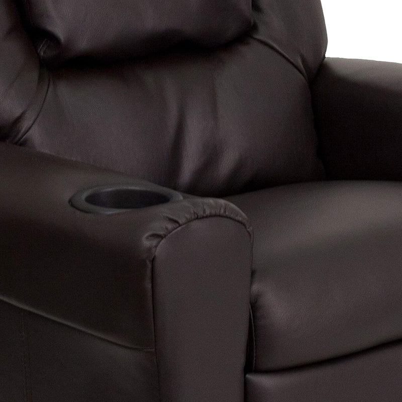 Contemporary Kids Recliner with Cup Holder and Headrest