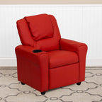 Contemporary Kids Recliner with Cup Holder and Headrest