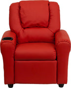 Contemporary Kids Recliner with Cup Holder and Headrest