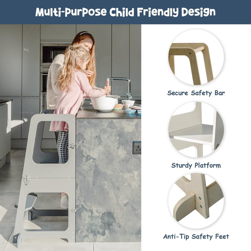 Convertible 2-In-1 Kids Kitchen Stool Table Chair 1-6