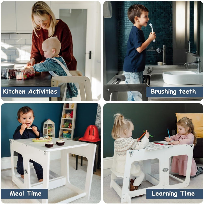 Convertible 2-In-1 Kids Kitchen Stool Table Chair 1-6