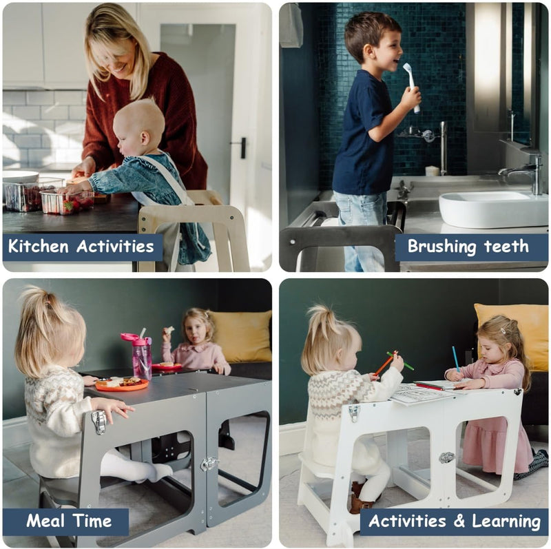 Convertible 2-In-1 Kids Kitchen Stool Table Chair 1-6