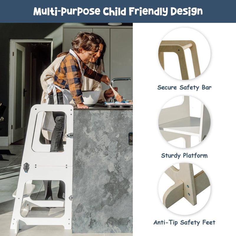 Convertible 2-In-1 Kids Kitchen Stool Table Chair 1-6