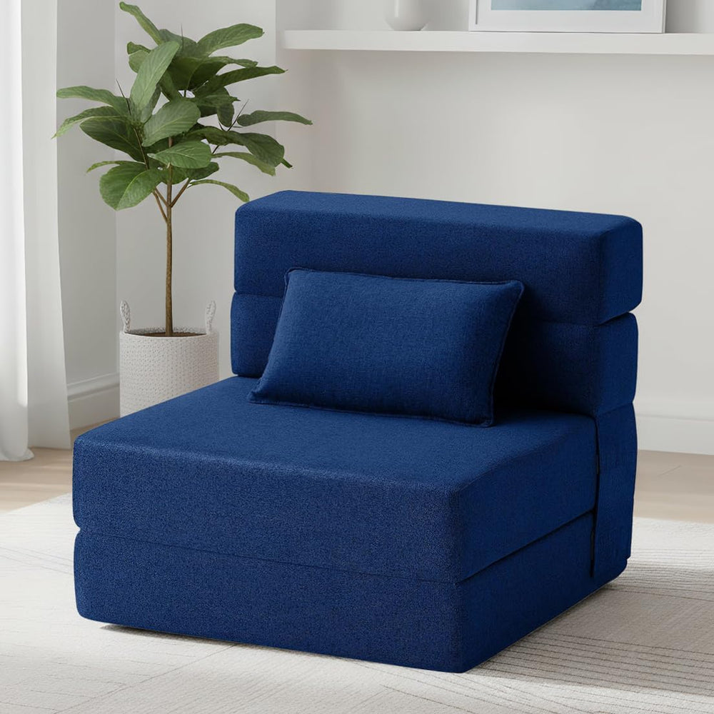 Convertible Folding Sofa Bed Sleeper Chair with Pillow