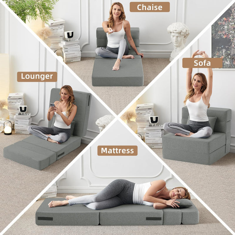 Convertible Folding Sofa Bed-Sleeper Chair with Pillow Modern