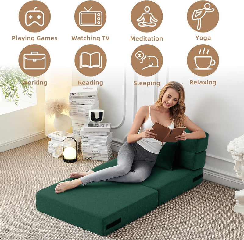 Convertible Folding Sofa Bed-Sleeper Chair with Pillow Modern