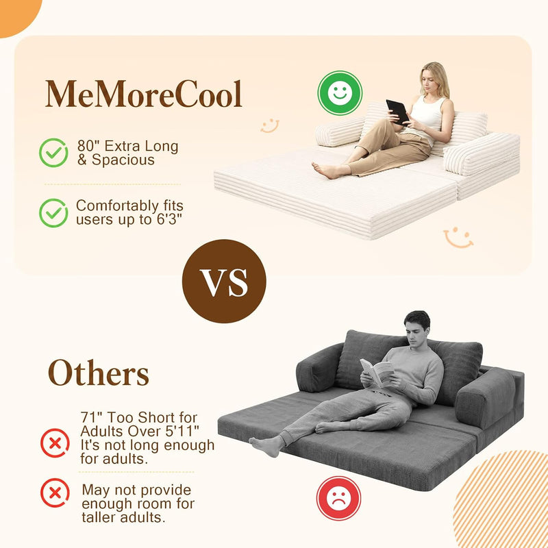 Convertible Sofa Bed Corduroy Floor Boneless Couch