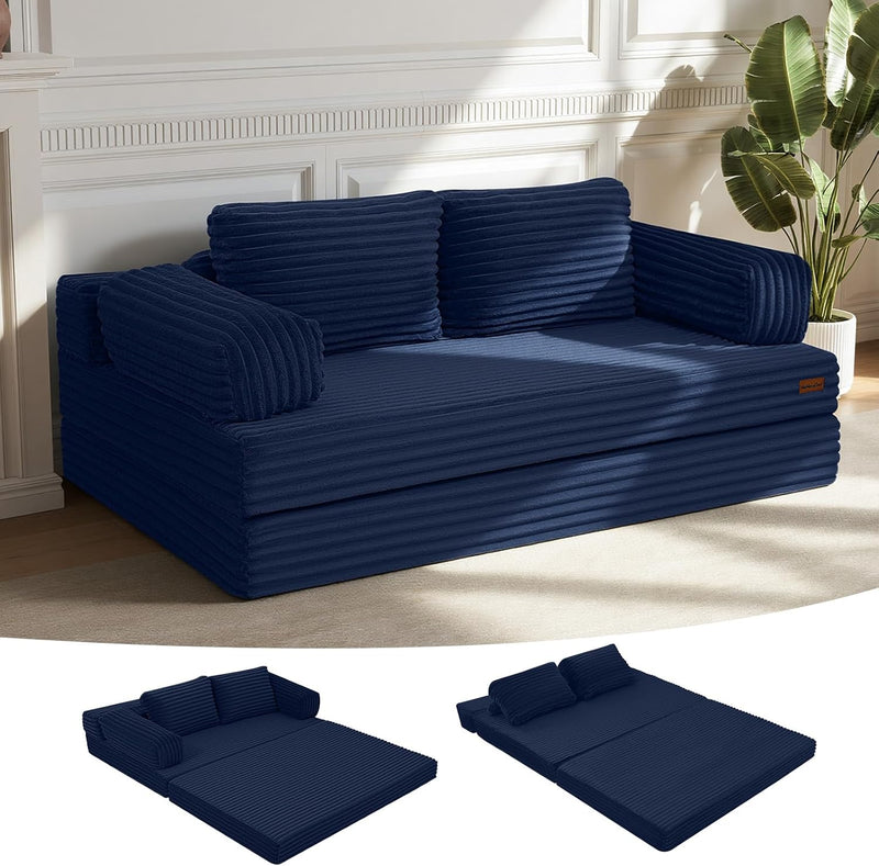 Convertible Sofa Bed Corduroy Floor Boneless Couch