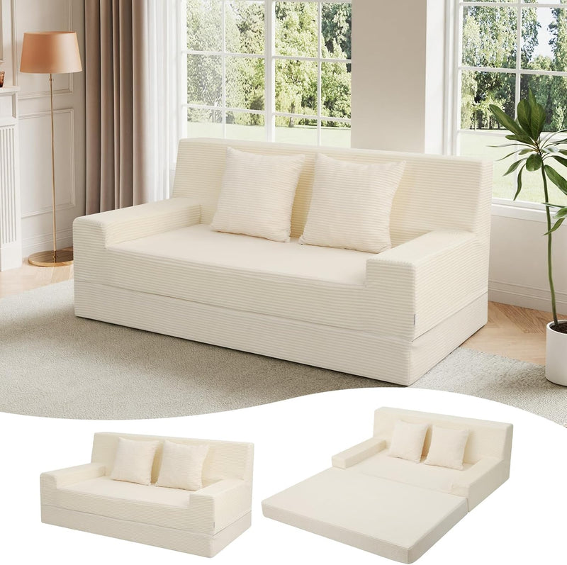 Convertible Sofa Bed Corduroy Floor Boneless Couch