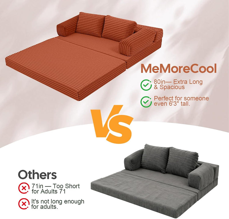 Convertible Sofa Bed Corduroy Floor Boneless Couch