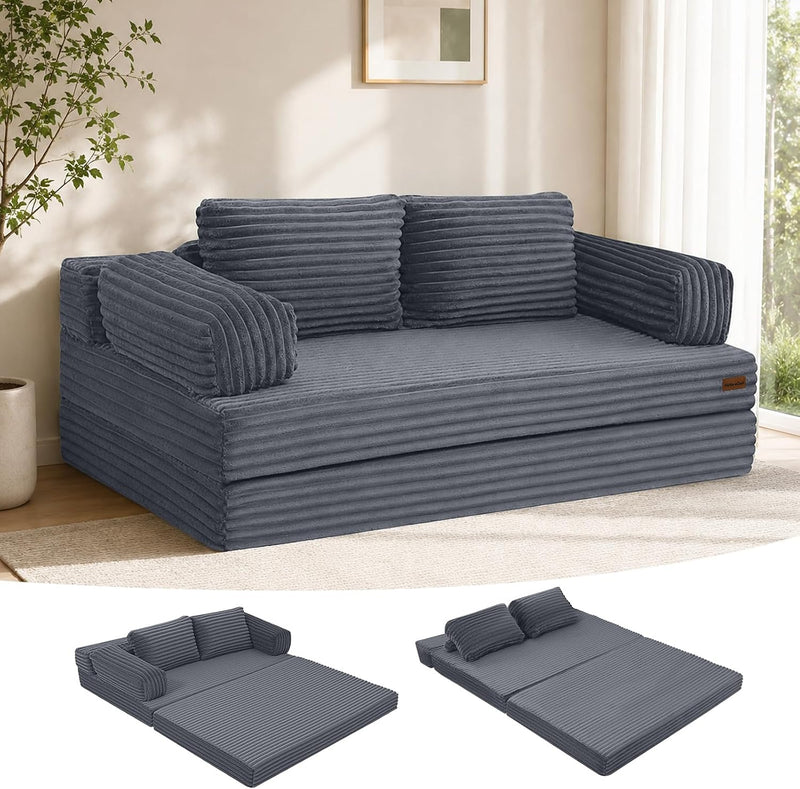 Convertible Sofa Bed Corduroy Floor Boneless Couch