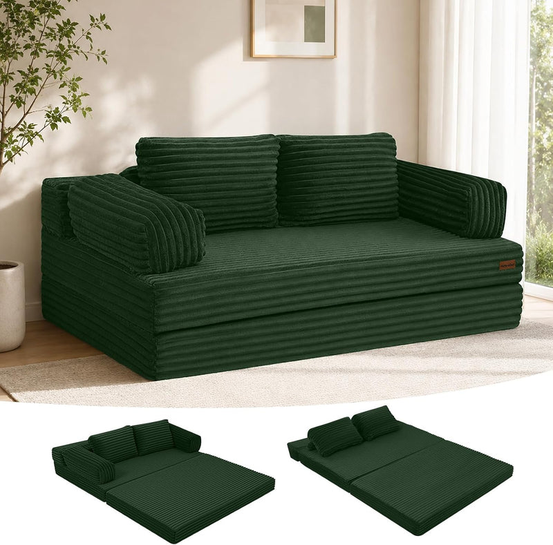 Convertible Sofa Bed Corduroy Floor Boneless Couch