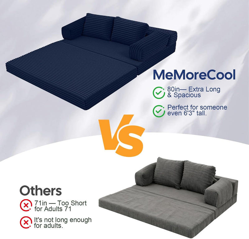 Convertible Sofa Bed Corduroy Floor Boneless Couch
