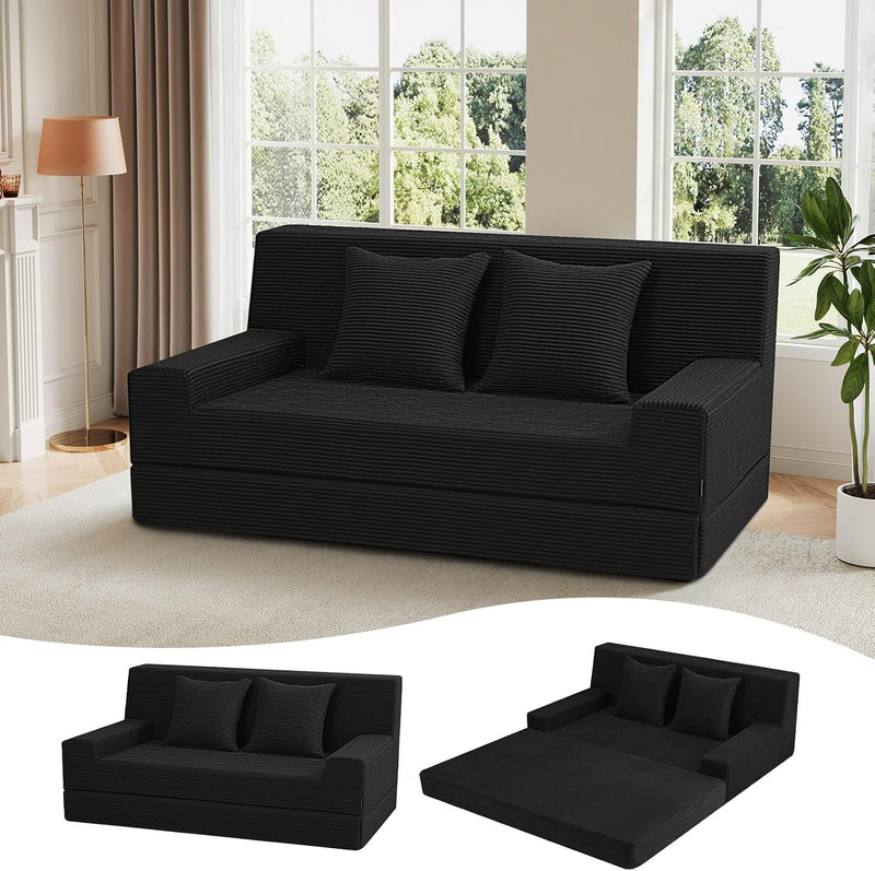 Convertible Sofa Bed Corduroy Floor Boneless Couch