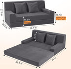 Convertible Sofa Bed Corduroy Floor Boneless Couch