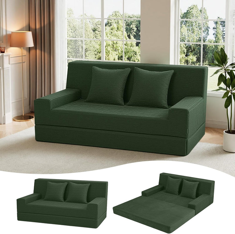 Convertible Sofa Bed Corduroy Floor Boneless Couch