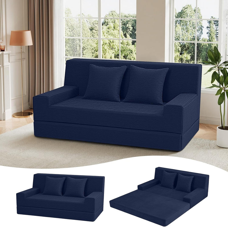 Convertible Sofa Bed Corduroy Floor Boneless Couch