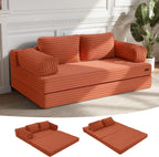 Convertible Sofa Bed Corduroy Floor Boneless Couch