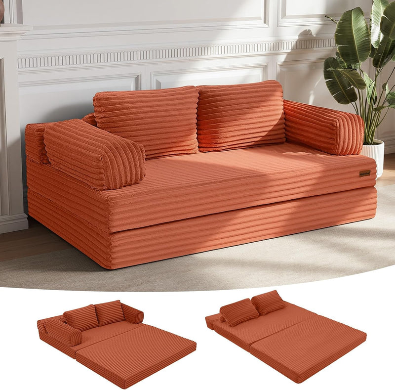 Convertible Sofa Bed Corduroy Floor Boneless Couch